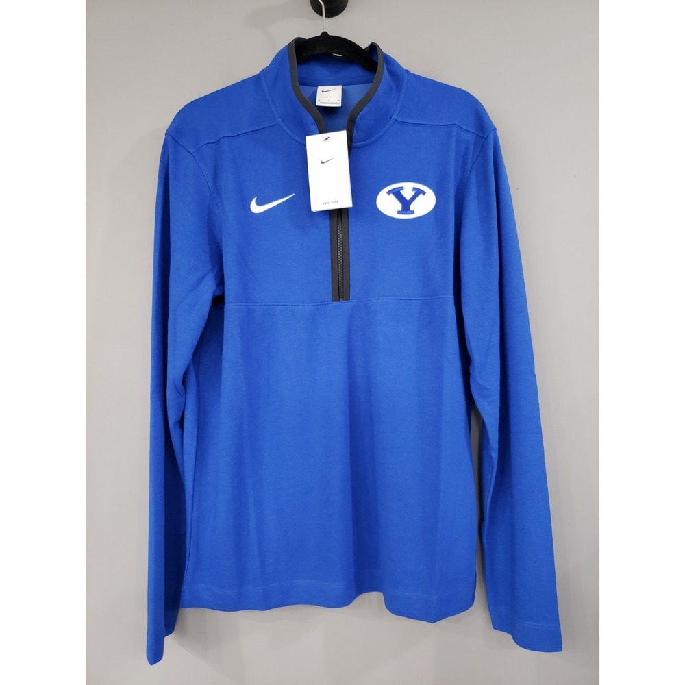 NEW LARGE Nike BYU COUGARS NCAA Quarter Zip Pullover Brigham Young University